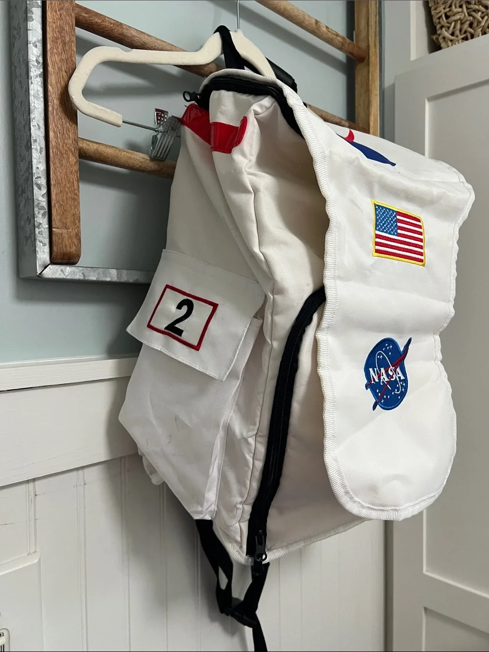 Kids NASA astronaut Halloween costume with backpack size 6-8